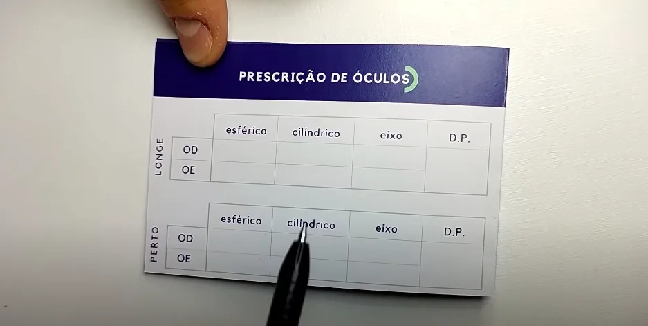 Exemplo de Receita de Prescrição de Óculos da dr.olho oftalmologia